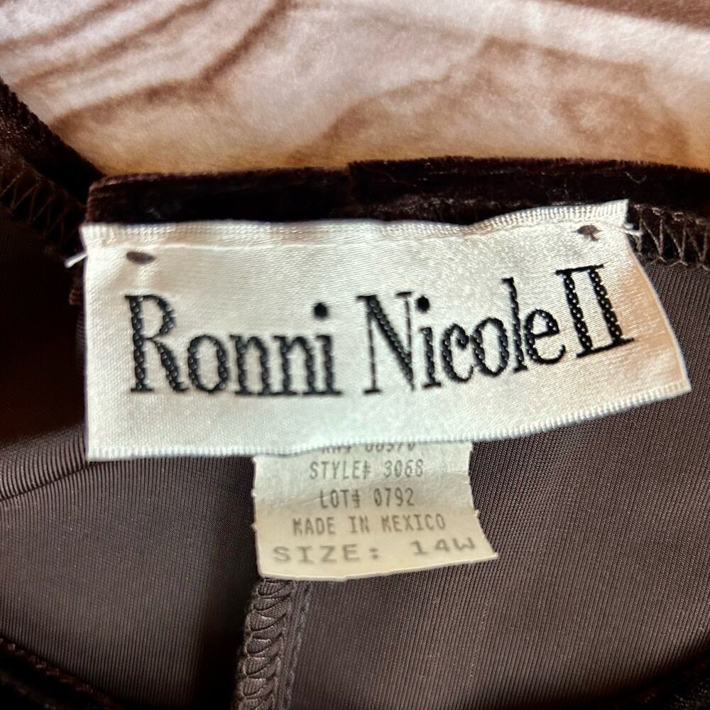 NWT Vintage Ronnie Nichole Velvet midi shift dress Whimsigoth Dark brown 14 W​​ - Picture 6 of 6